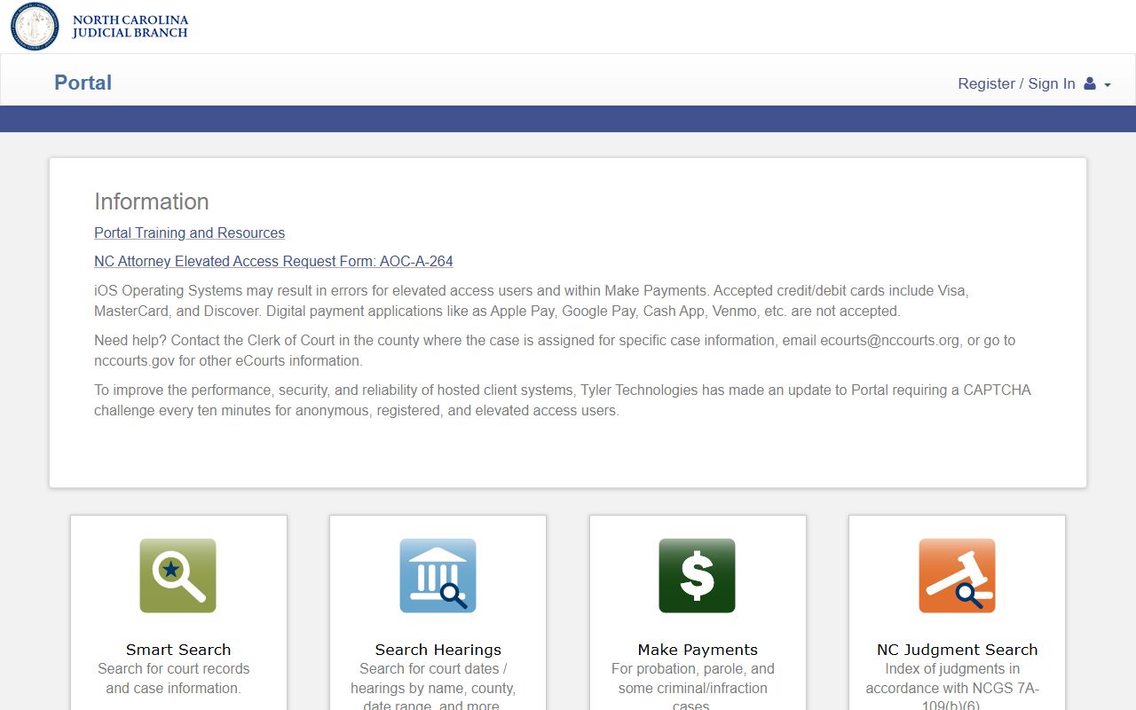 Person County eCourts portal for court records after arrest