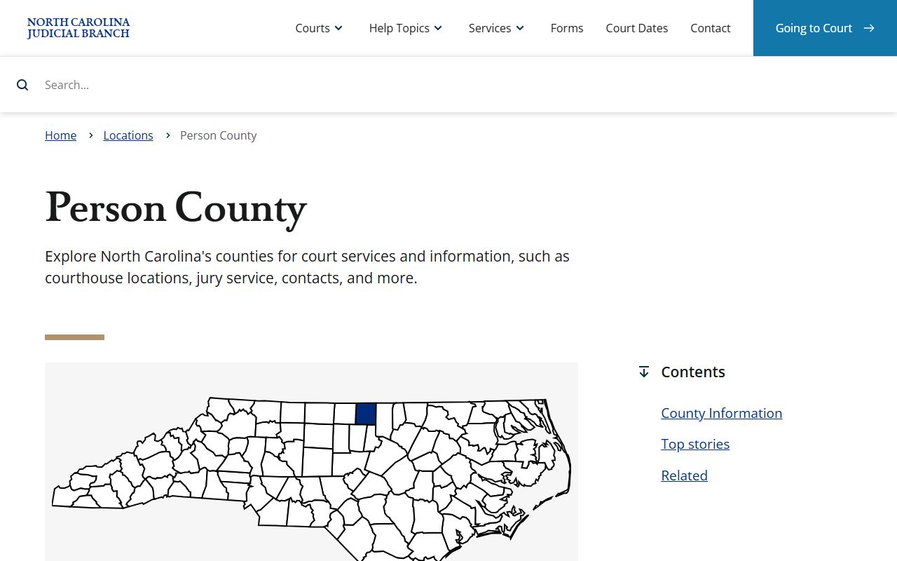 Person County court records after arrest court services page
